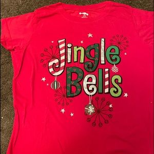 Red, short sleeve Christmas Tee, lightly worn
